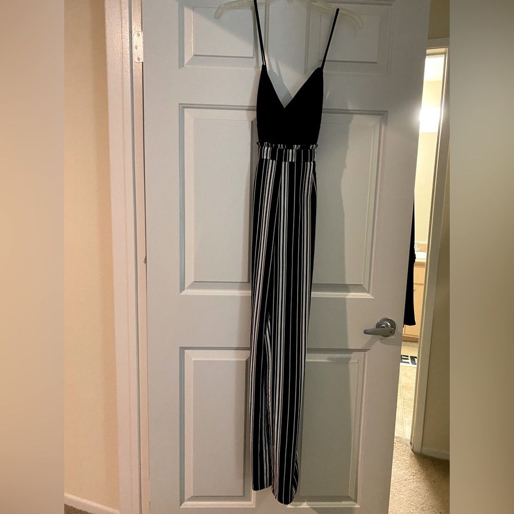 Black Striped Palazzo Jumpsuit